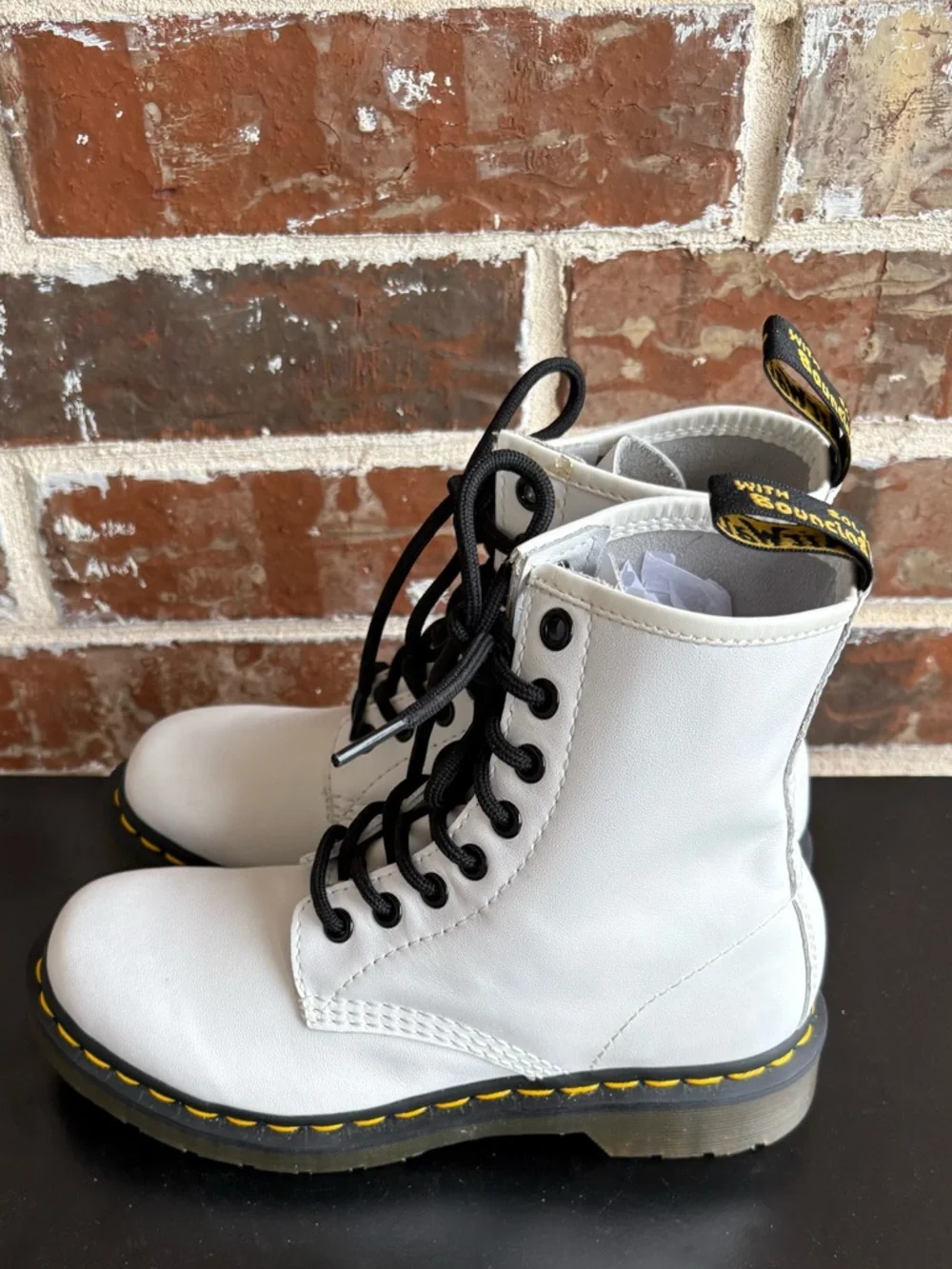 Dr. Martens Softy T 1460‎ Combat White Leather Boots Size 5